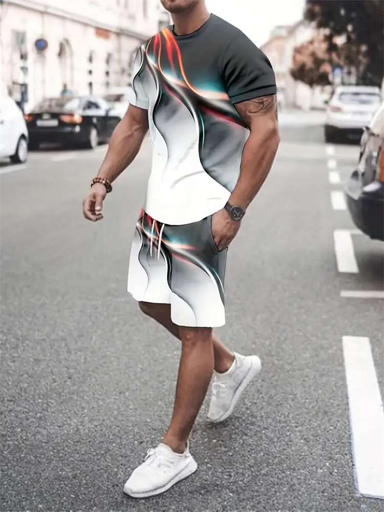 Summer Clothing Pieces - Conjunto de T-shirt com Textura Gradiente