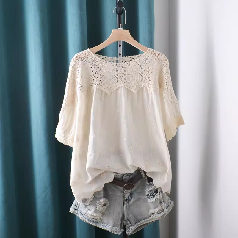 Summer Clothing For Japan - Camisas e Blusas de Renda Vazada