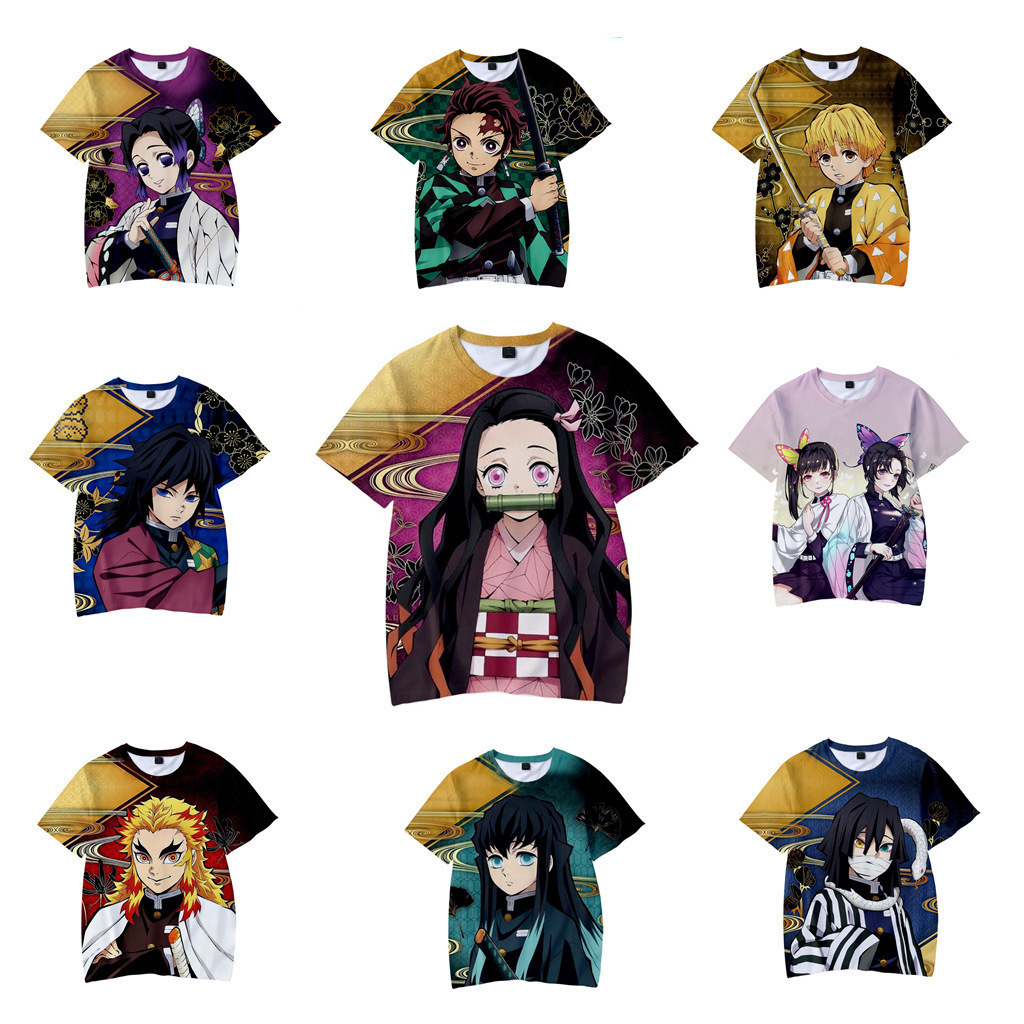 Summer Away Clothing - Camiseta Infantil DemonSlayer de Manga Curta,