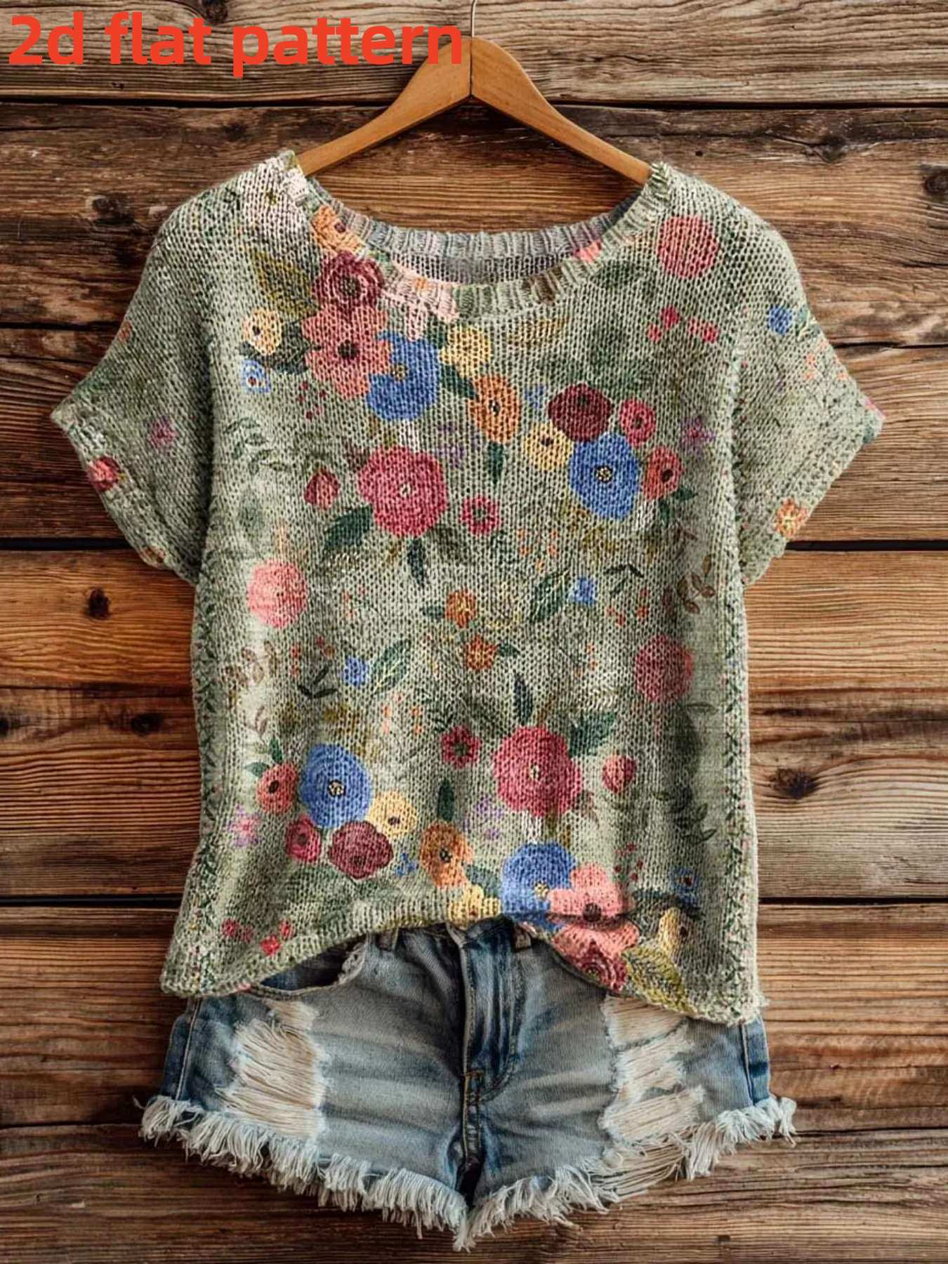 Summer Clothing Yarn - Blusa Feminina Estampada Sem Textura -