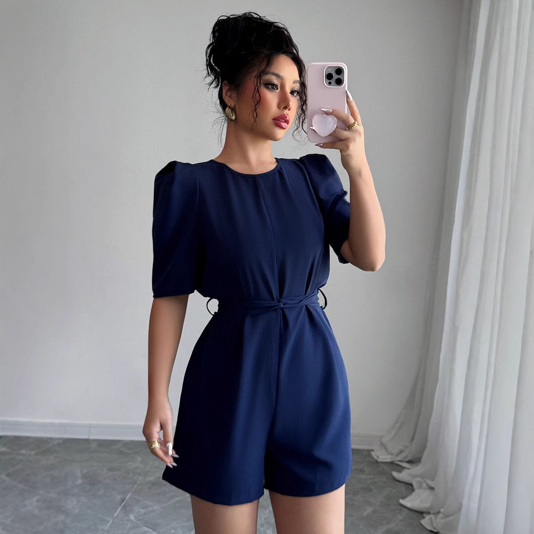 Summer Evenings Clothing - Macacão Curto Feminino Minimalista de Manga
