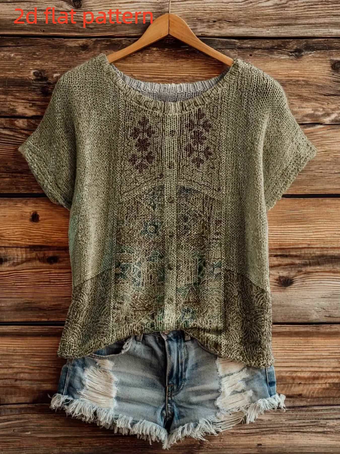 Summer Clothing Yarn - Blusa Feminina Estampada Sem Textura -