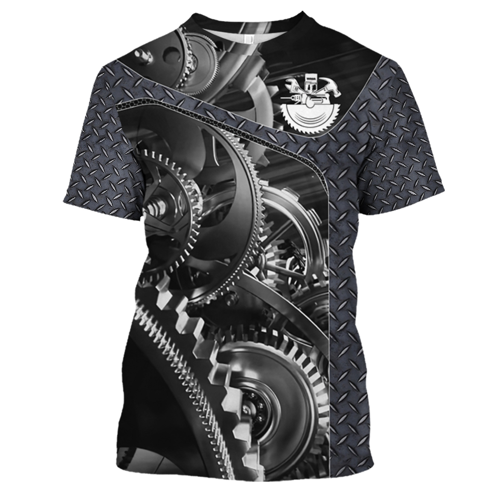 Summer Clothing Name - Vintage T-Shirt Mecânico 3D Impressão Tops