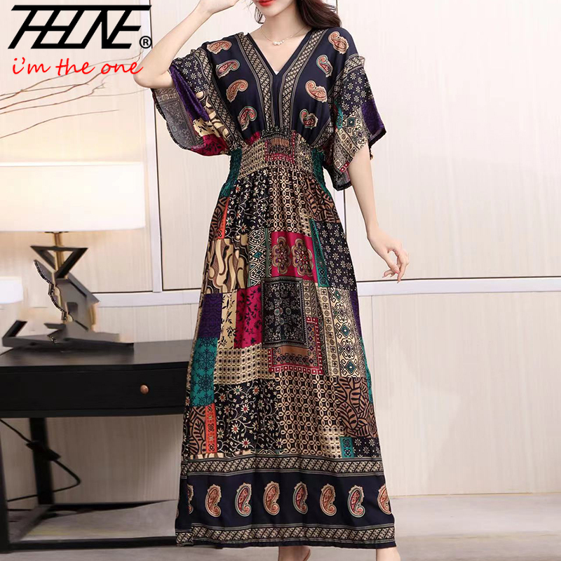 Indian Summer Vintage Clothing - Vestido feminino verão 2024 maxi longo