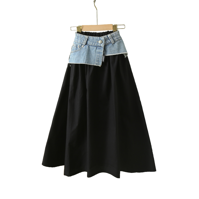 Summer Clothing For Teen Girls - Coreano criança longa retalhos denim saia