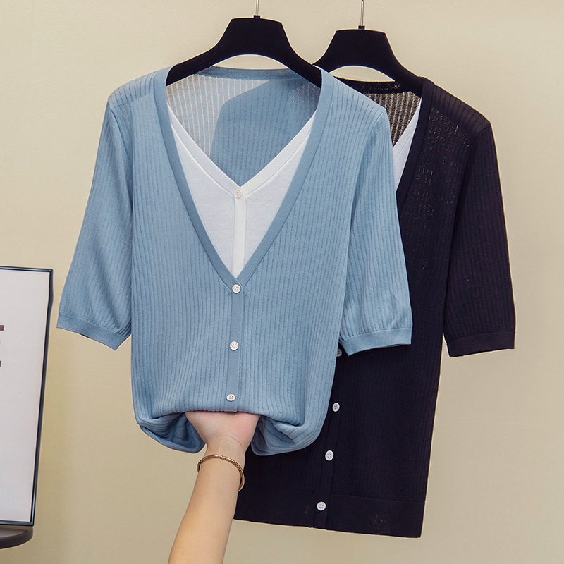 Summer Clothing Yarn - Mulheres de grandes dimensões roupas camisola