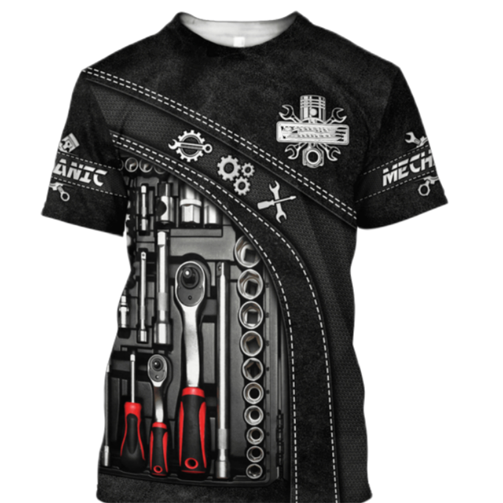 Vintage T-Shirt Mecânico 3D Im - Summer Clothing Name avaliação e preço