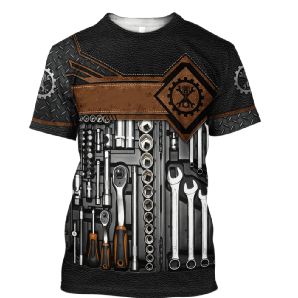 Vintage T-Shirt Mecânico 3D Im - Summer Clothing Name avaliação e preço