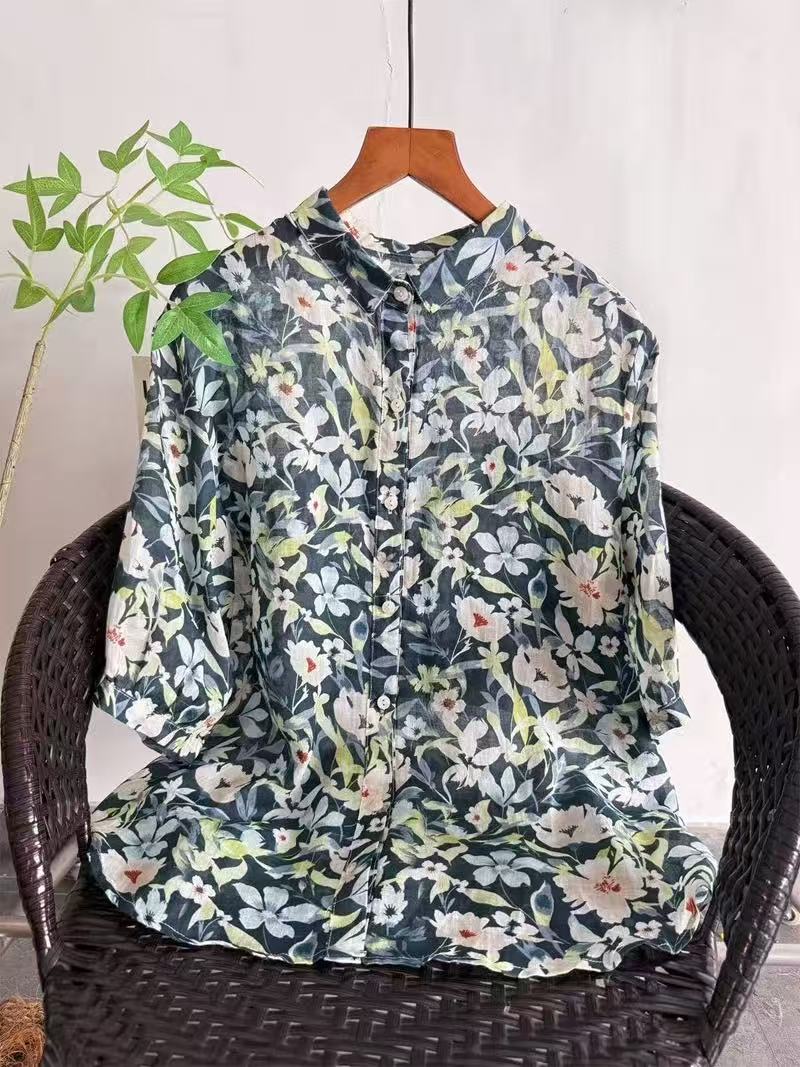 Camisa Feminina de Ramie Puro  - Summer Clothing For Japan avaliação e preço