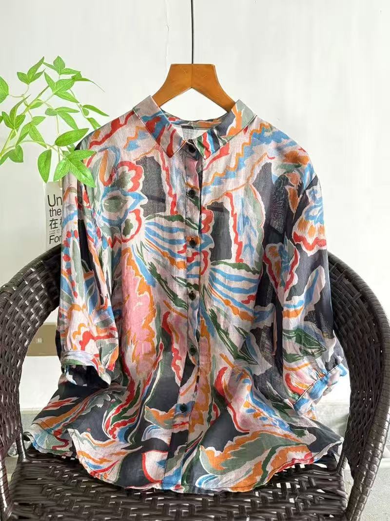 Camisa Feminina de Ramie Puro  - Summer Clothing For Japan avaliação e preço